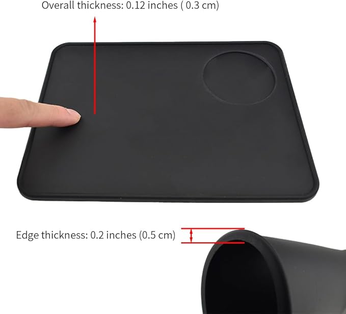 Acoeitl Non-Slip Silicone Espresso Coffee Tamper Mat 5.9x7.87inch Coffee Powder Pad Coffee Press Counter Mat Espresso Machine Tamp Mat Tamping Mat for Barista Tools and Accessories (Black）