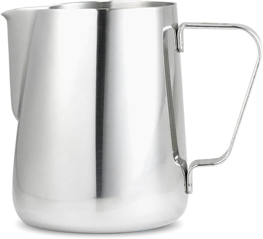 Barista Basics 20 Oz Silver Stainless Steel Milk Frother Pitcher, Steaming Pitcher for Latte Art, Food-Grade/w Measurements