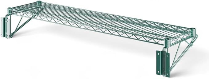 12" x 48" Green Wall-Mounted Wire Shelf with Epoxy Coating, Heavy-Duty Steel Storage Rack, NSF Certified, Easy Installation, Open Wire Design for Kitchen, Garage, or Utility Storage