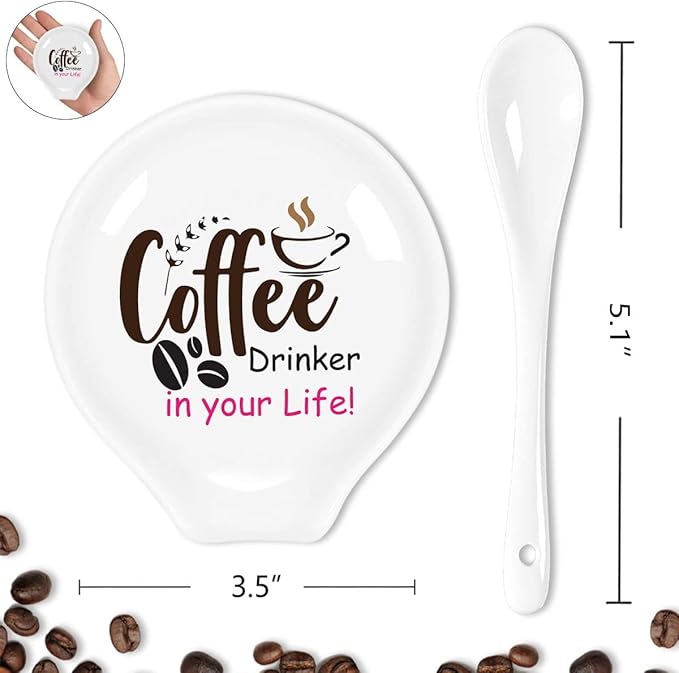 Funny Colourful Coffee Spoon Rest- Ceramic Coffee Spoon Holder-Cafe Station Bar Accessories-Coffee Drinker in Your Life Sign