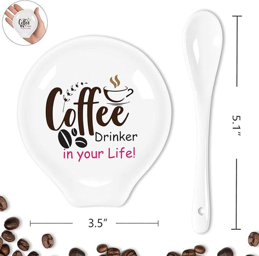 Funny Colourful Coffee Spoon Rest- Ceramic Coffee Spoon Holder-Cafe Station Bar Accessories-Coffee Drinker in Your Life Sign