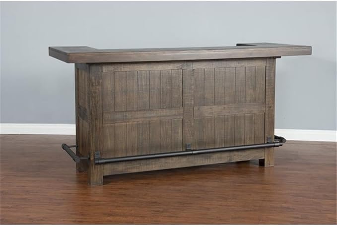 Pemberly Row 80" Transitional Wood Gorgeous Bar Unit with Pull-Out Tray, Foot Rail, 2 Drawers, Adjustable Shelves, Stemware Rack, Wine Storage, in Cherry/Tobacco Finish