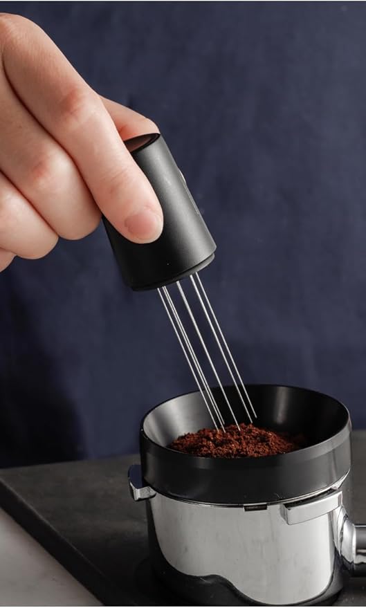 Modern Coffee WDT Espresso Distribution Tool, Geometric Design, Manual Adjustable, Black