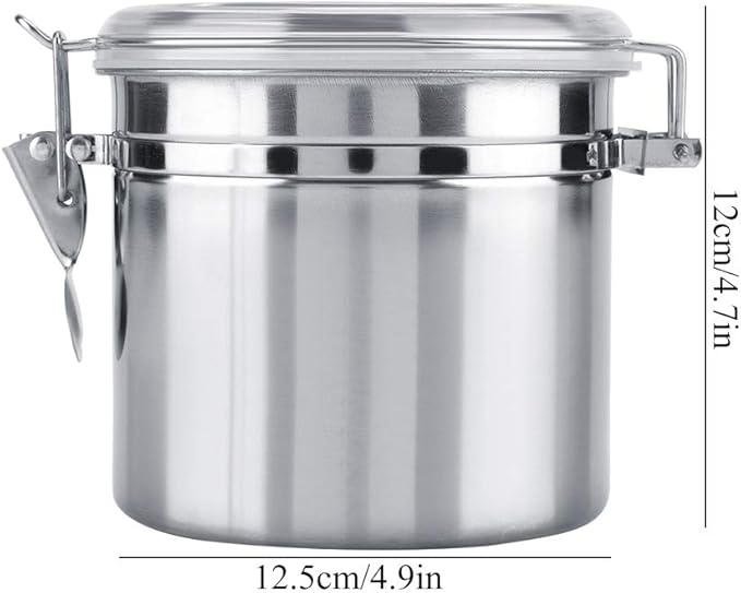 Coffee Canister Airtight, Stainless Steel Container Vacuum Sealed Food Storage Containers for Rice Grain Cereal Oatmeal Beans Handles Lid Flour Bean Tea Sugar Cookie (m)