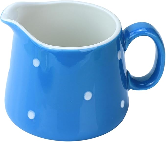 CHOOLD Polka Dot Ceramic Creamer with Handle,Coffee Milk Creamer Pitcher/Serving Pitcher/Sauce Pitcher/Milk Creamer Jug for Kitchen 8.5oz