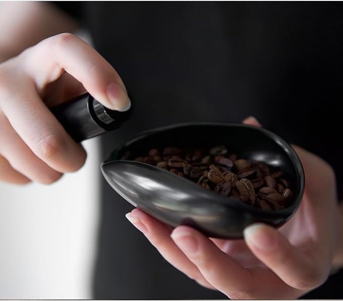Barista Warrior Coffee Bean Dosing Cup and Spray Bottle Kit - Ceramic Single Dosing Tray, Static Reducing Spray (Black)