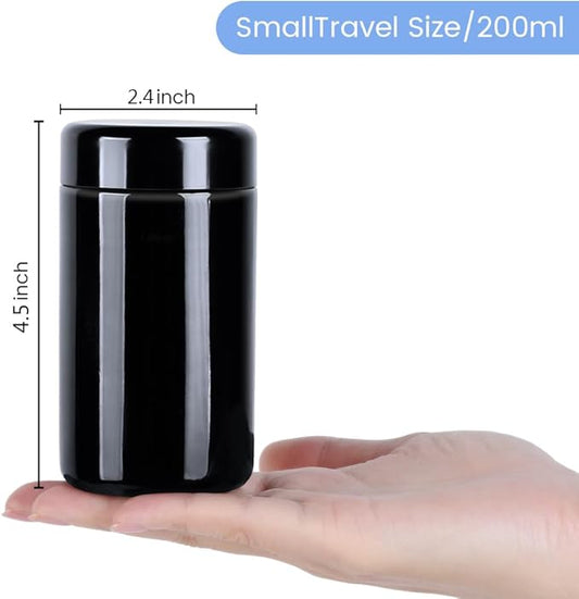 200g Black Ultraviolet Glass Jar with Lid,200 ml Airtight Smell Proof Container,Refillable Containers Jar,Ideal for Long term storage Oil,Coffee,Spices (C capacity: 200ml 3-PCS)