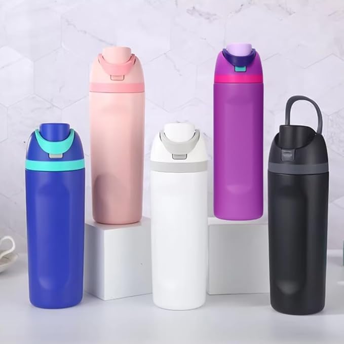 DUTHINGS Insulated Stainless Steel Water Bottle with Straw, 24 oz, Reusable Sports and Travel Bottle for School, Kids, and Outdoors - Leakproof and BPA-Free (WHITE)