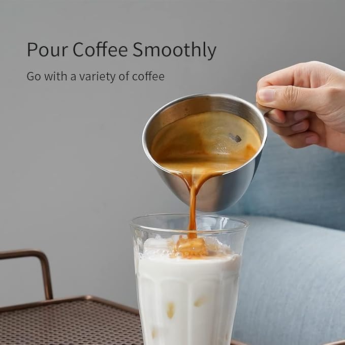 200ml watchget Stainless Steel Espresso Shot 6.8OZ Measuring Cup with Handle and Inside Scale for Coffee Milk Wine Liquid Measuring Espresso Accessories