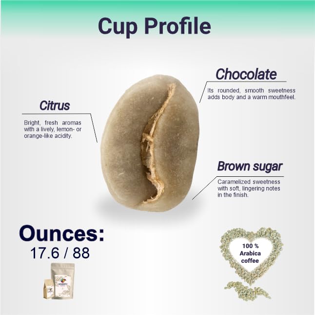 Jasaquntu Specialty Coffee – Green Coffee Beans, Specialty Coffee in Size - 88 oz (2.5 kg), Select & Fresh Unroasted Coffee Beans, High- Quality & Distict Flavor, Pure Colombian Flavor