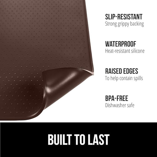 GORILLA GRIP Silicone Coffee Mat, Espresso Machine Bar Accessories, Keep Kitchen Counters Clean, Stays in Place, Waterproof and Heat Resistant Dish Drying Mats, Home Decor Essentials, 11.5x18.7, Brown