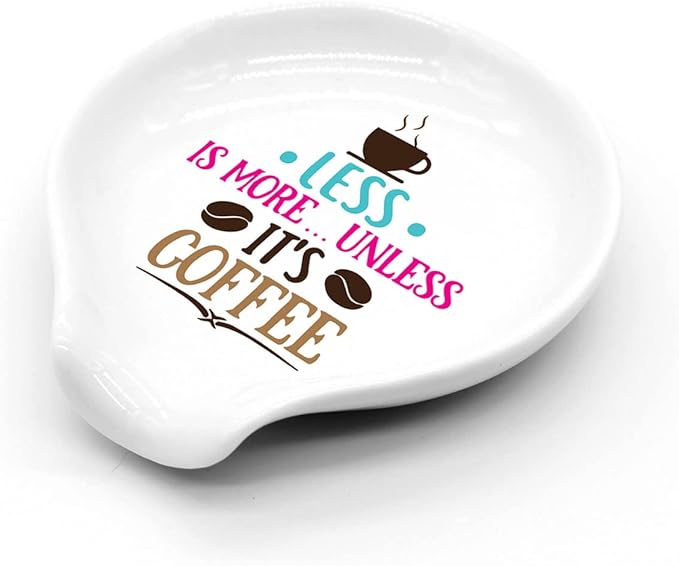 Funny Color Coffee Spoon Holder-Ceramic Coffee Spoon Rest-Cafe Station Bar Accessories-Less is More Unless It's Coffee Sign