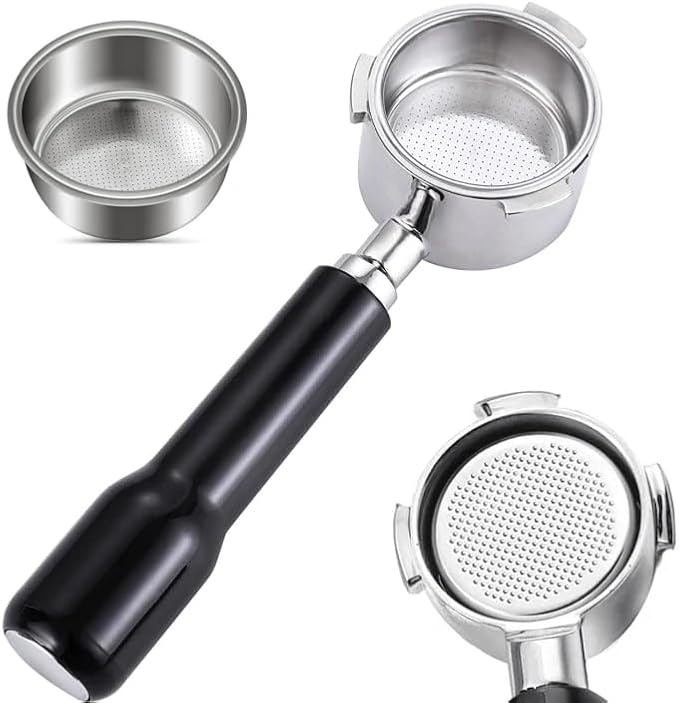 51mm Bottomless Portafilter Compatible for Cappuccino Machine and Mr.Coffee Espresso,CASABREWS Espresso Machine (CM5418, 3700 series),3 ears with Prongs Thickness 4mm Comes with filter basket