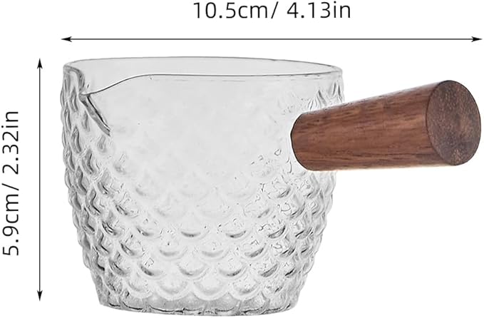 Glass Creamer Pitcher with Handle - 4Oz Small Milk Jug for Easy Pouring - Heat Resistant Syrup Server and Milk Sauce Pitcher for Home Kitchen and Coffee Bar