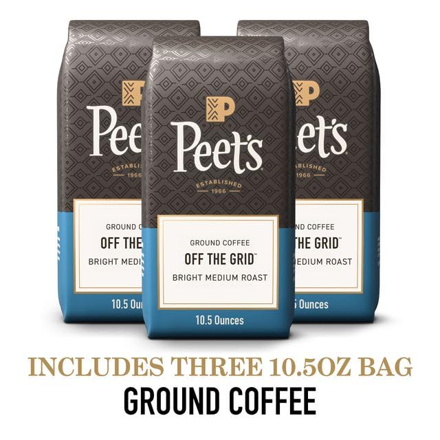 Peet's Coffee, Medium Roast Ground Coffee - Off The Grid 31.5 Ounces (3 Bags of 10.5 Ounces)