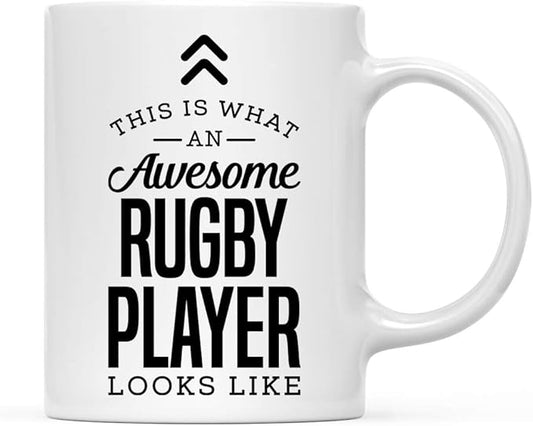 Andaz Press 11oz. Ceramic Coffee Tea Mug Thank You Gift, This is What an Awesome Rugby Player Looks Like, 1-Pack, Birthday Christmas Gift Ideas Coworker Him Her, Includes Gift Box