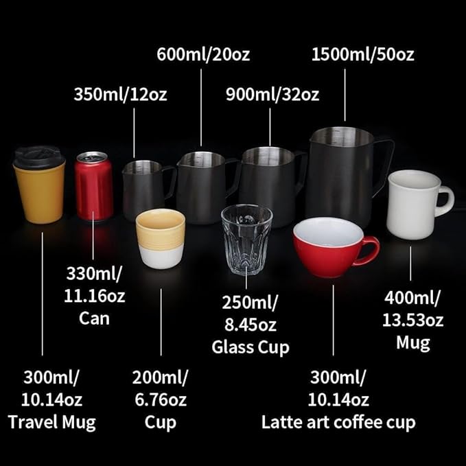 watchget Stainless Steel Milk Frothing Pitcher 20oz/600ml - Espresso Steaming Pitcher for Cappuccino, Latte Art, Coffee Machine Accessories Milk Jug Coffee Frother Cup, Matt Silver