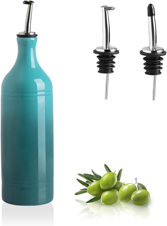Sweejar Large Ceramic Olive Oil Dispenser Bottle, Opaque Oil Cruet Protects to Reduce Oxidation, Suitable for Storage Vinegar, Soy Sauce & Other Liquids, Pack of 1, 24 Fl Oz(Gradient Blue)