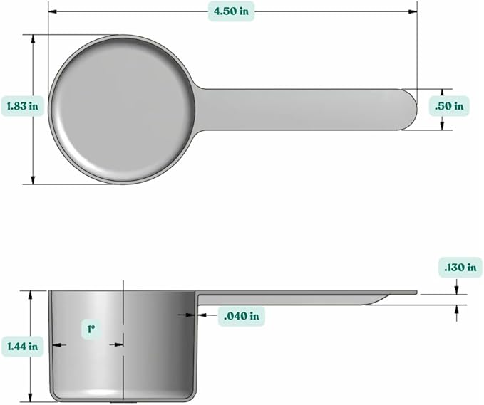 Supplement and Supply 53 mL (1.8 Oz. | 3.58 Tbsp) Long Handle Scoop for Coffee, Protein Powder, Pet Food, Spices, Grains, Dry Goods – Food-Grade BPA-Free Plastic Measuring Spoon (Pack of 1)