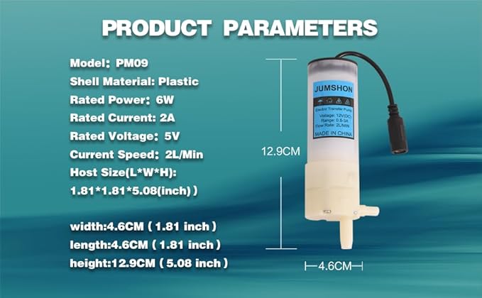Food Grade Electric Water Transfer Pump 100-240V for Ice Maker,Coffee Machine and Water Cooling,Auto Siphon Small Self Priming Pump for Bottling Wine,Beer and Kombucha,2L/Min,Low Noise