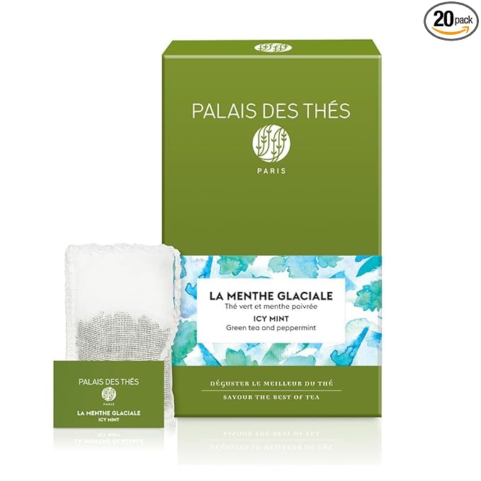 Palais des Thés Green Tea - Organic Icy Mint Blend with Peppermint - Premium Tea Bags - Serves 20 Cups