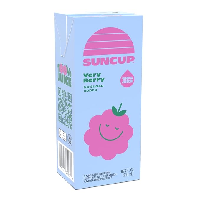 SunCup Juice - Very Berry (40 Pack) 6.75 oz Juice Box with Straw | 100% Very Berry Blend for Kids, Bulk Pack for School Lunches, Snacks, Classrooms, Travel, Parties, Sports Teams, and Everyday Drinks