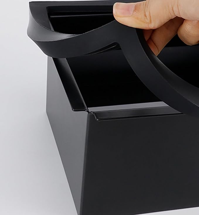 Espresso Knock Box Chute, Stainless Steel Built-in Desktop Coffee Knock Box with Detachable Rubber Rod, Rectangle Bottomless Espresso Knock Box (Black)