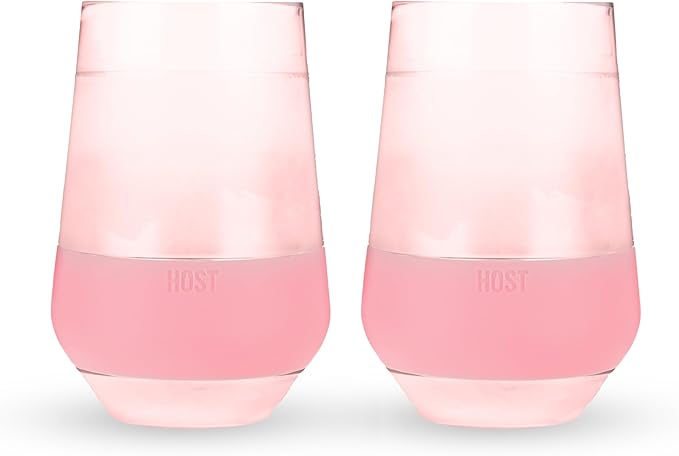 HOST Freeze XL Cooling Cup in Double Walled Insulated Freezable Drink Chilling Tumbler with Freezing Gel, 12 Ounces - Set of 2, Pink
