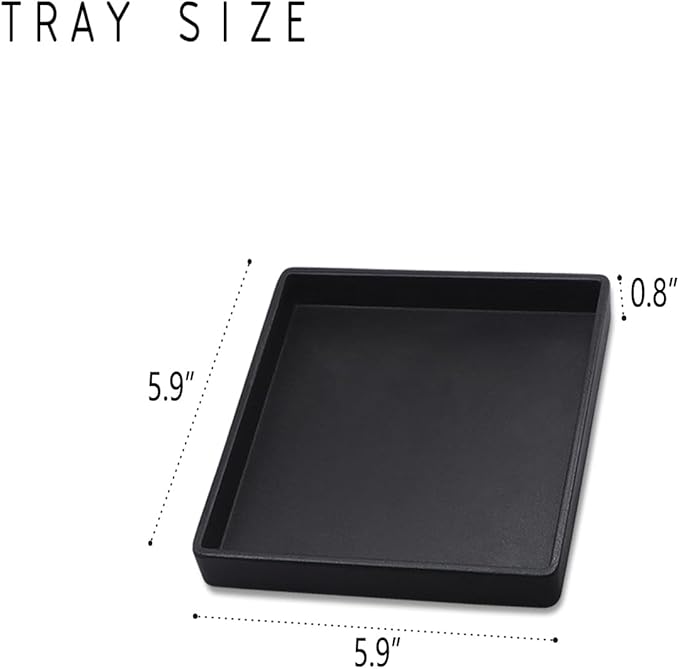 Small Square Tray (5.9 inch) 3 Pack, Durable Black Tray for Desserts & Organization, Lightweight for Coffee, Drinks, Party, Seasoning, Perfume and Display.