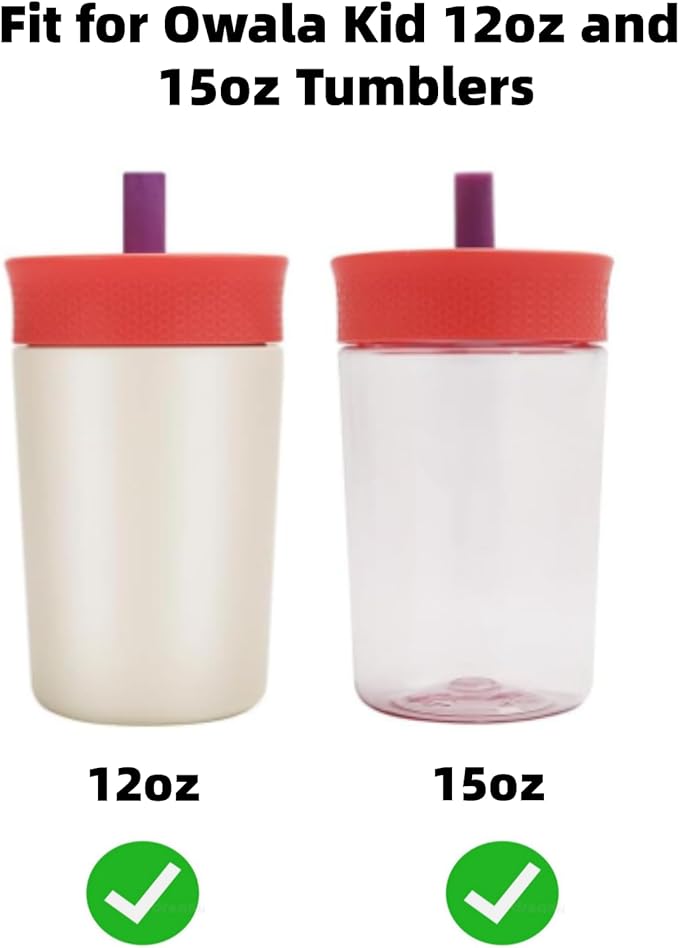 Tumbler Lid Replacement Compatible for Owala Kids Insulation 15oz and 12oz,Removable Tumbler Lid Accessories Compatible with Owala Kids Insulation Stainless Steel Tumbler (Black)