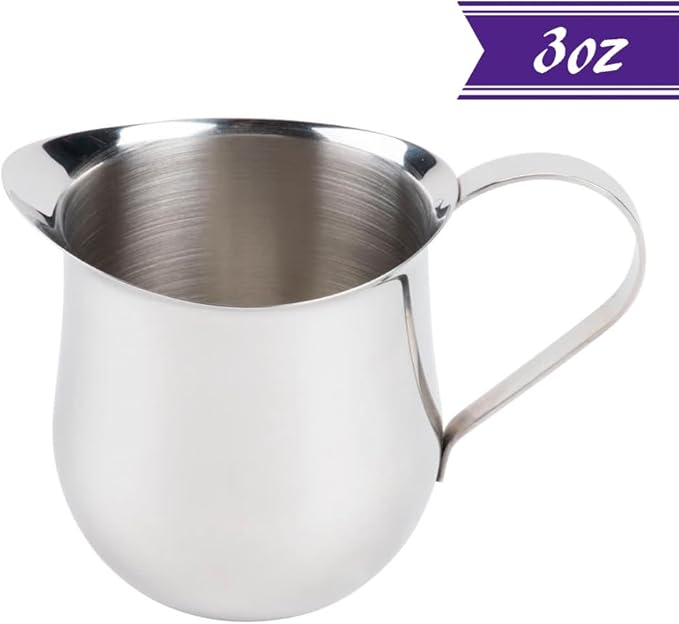 Betolla (6 Pack) 3 oz Stainless Steel Bell Creamer – Bell-Shaped Mini Pitchers for Serving Cream, Milk, Syrups & More