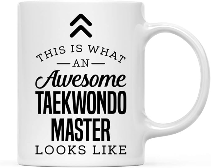 Andaz Press 11oz. Ceramic Coffee Tea Mug Thank You Gift, This Is What An Awesome Taekwondo Master Looks Like, 1-Pack, Birthday Christmas Ideas Coworker Him Her, Includes Gift Box Taekwondo Mug