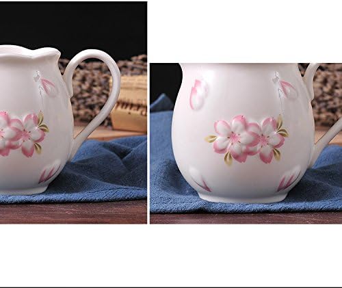CHOOLD Elegance Cherry Blossom Ceramic Creamer with Handle,Sakura Coffee Milk Creamer Pitcher,Small 7.7oz(Pink/White)