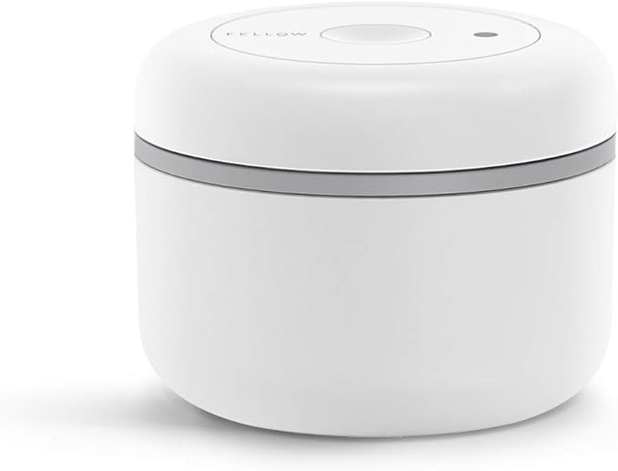 Fellow Atmos Vacuum Coffee Canister & Food Storage Container - 0.4 Liter Canister holds up to 6 oz of Coffee Beans - Airtight Food Storage Containers - Containers - 0.4 Liter - Matte White