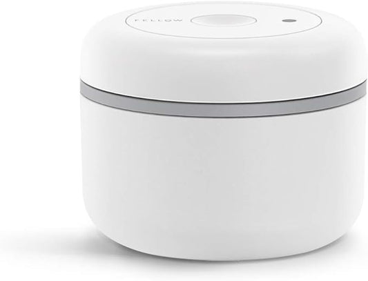 Fellow Atmos Vacuum Coffee Canister & Food Storage Container - 0.4 Liter Canister holds up to 6 oz of Coffee Beans - Airtight Food Storage Containers - Containers - 0.4 Liter - Matte White