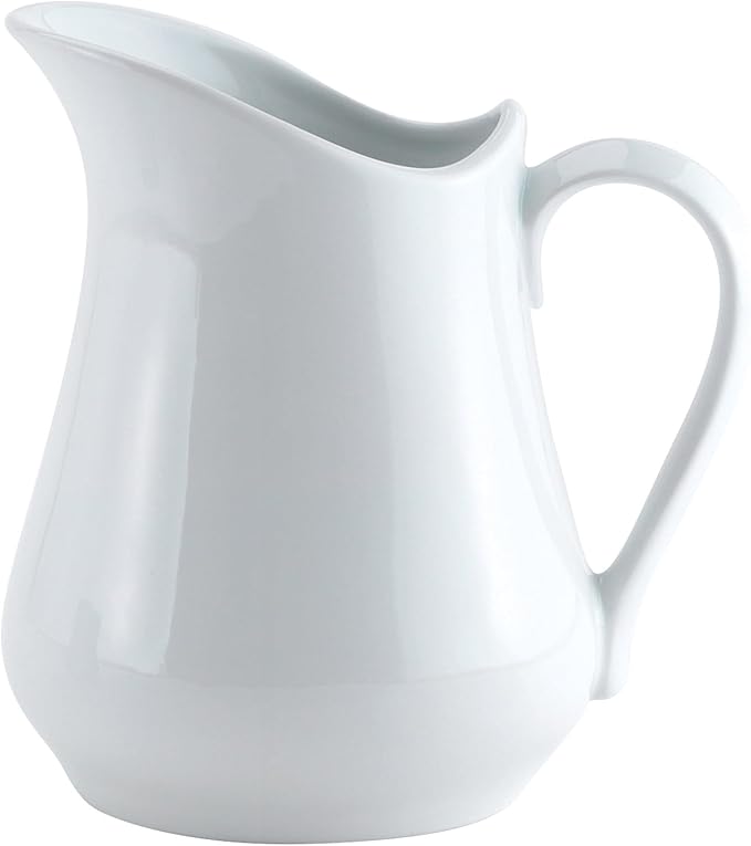 HIC Kitchen Creamer Pitcher With Handle, Fine Porcelain, 4-Ounce Capacity, For Coffee, Tea, Dressings, Sauces