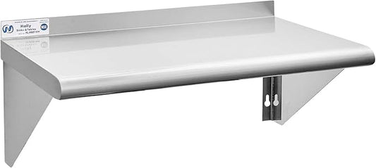 Hally Stainless Steel Shelf 14 x 24 Inches 250 lb Commercial Wall Mount Floating Shelving for Restaurant, Kitchen, Home and Hotel