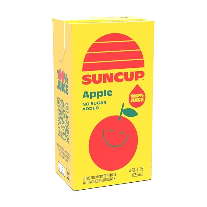 SunCup Juice - Apple Juice (40 Pack) 4.23 oz Juice Box with Straw | No Sugar Added Apple Blend for Kids, Bulk Pack for School Lunches, Snacks, Travel, Parties, Sports Teams, and Everyday Drinks