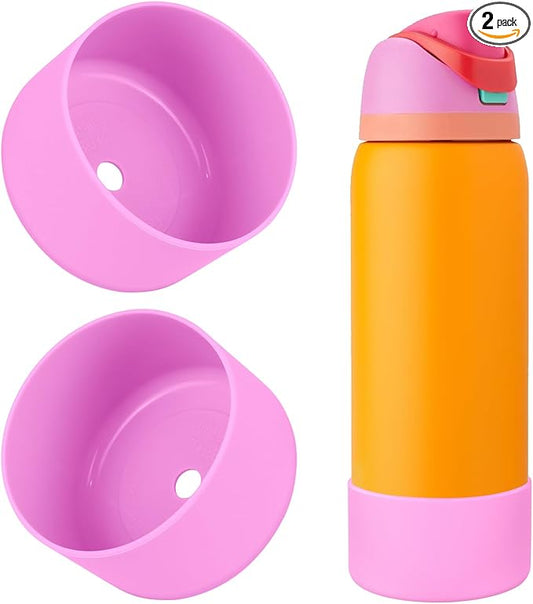 2PCS Silicone Water Bottle Boot, Compatible with Owala 24oz 32oz 40oz, Protective Anti-Scratch & Anti-Dent No Noise Sleeve Cover for FreeSip/Twist/Flip Water Bottles (Tropical, 40oz)