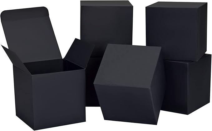 HUAPRINT Black Gift Boxes with Lids 4x4x4 inch,24 Pcs Paper Gift Wrap Box Bulk for Presents,Birthday,Bridesmaid Proposal,Groomsmen Engagements,Christmas,Wedding Party Favor,Cupcake,Crafting,Holidays