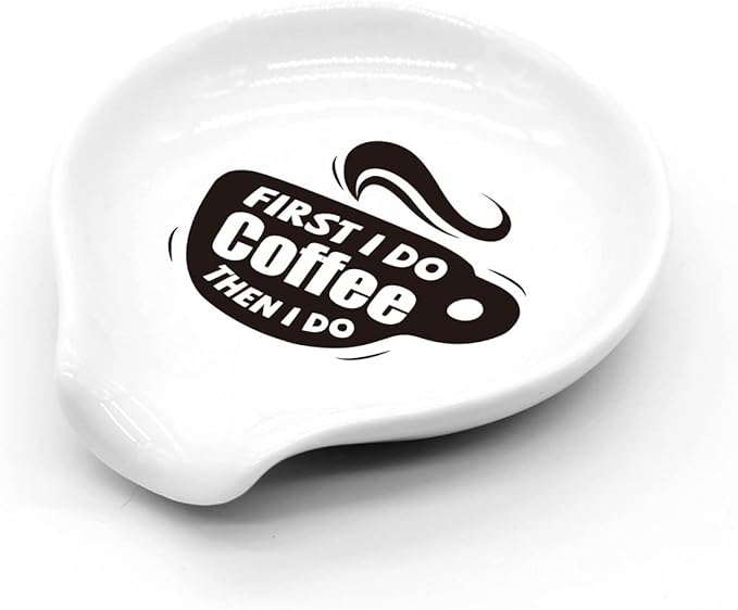 Coffee Spoon Rest Holder,Funny Coffee Bar Station Accessories,Coffee Lovers Gift for Women and Men,First I Do Sign