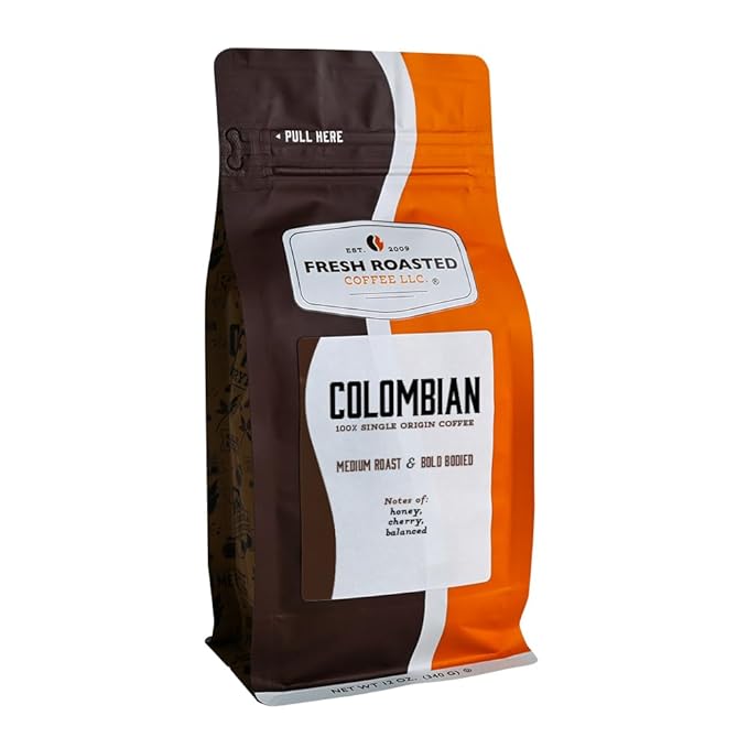 Fresh Roasted Coffee,100% Colombian, 12 oz, Medium Roast, Kosher, Whole Bean