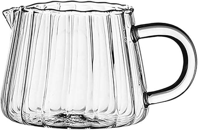 CHOOLD Creative Crystal Glass Creamer Jug - Embossed Stripe Design, Milk/Coffee/Server Jug (4/5.5/9/12oz)
