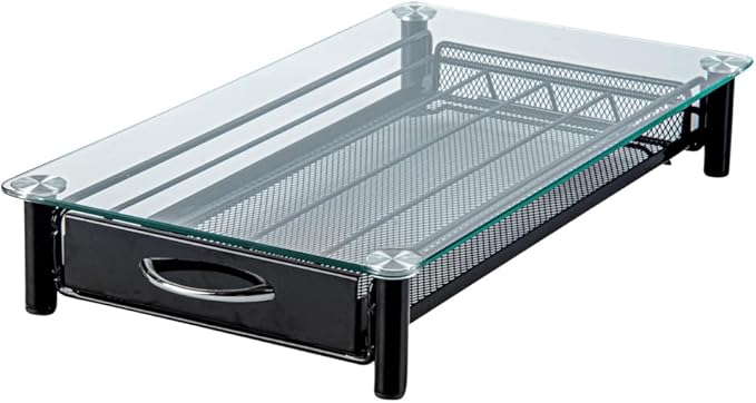 Restaurantware Restpresso 15.9 x 9.3 x 2.8 Inch Coffee Capsule Drawer 1 Heavy-Duty Pod Drawer - Holds 40 Nespresso Capsules Glass Top Iron Espresso Pod Organizer Mesh Tray Pods Not Included