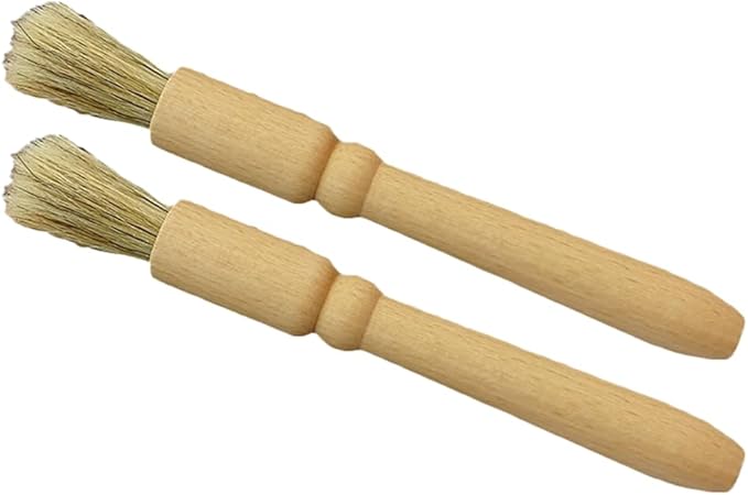Coffee Grinder Cleaning Brush 2Pcs, Wood Handle & Natural Bristles Wood Dusting Espresso Brush Accessories for Bean Grain Coffee Tool Barista Home Kitchen