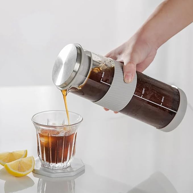 Portable Airtight Cold Brew Iced Coffee Maker Tea Infuser - 800Ml Cold Brew Coffee Kettle Brewing Glass Carafe Pitcher