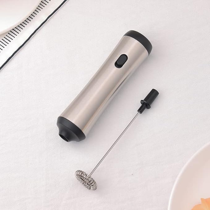 Kitchen small appliances Stainless Steel Rechargeable Milk Frother, Eco-Friendly Charging, Detachable Whisk for Lattes, Cappuccinos, Matcha, Hot Chocolate–Handheld Foam Maker with Metal Stand(Steel)