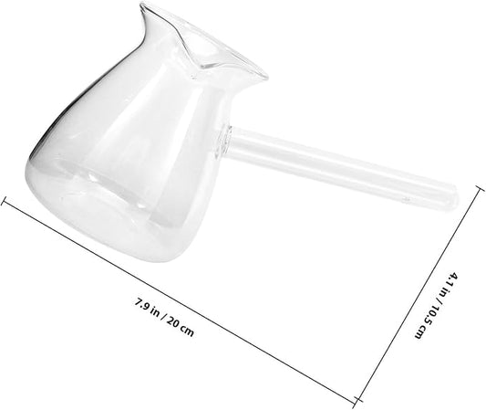 Luxshiny Glass Turkish Coffee Pot with Side Handle 350Ml Borosilicate Glass Milk Jug Coffee Server for Brewing Tea and Frothing Milk