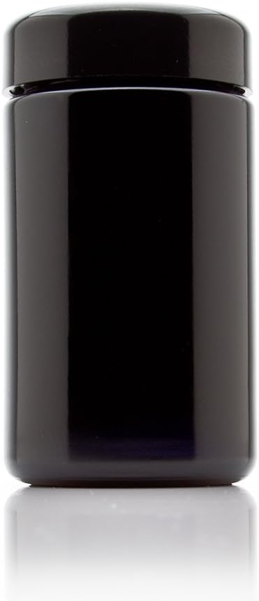Infinity Jars Tall Screw Top Jar 200 Ml (6.7 fl oz), UV Black Glass Airtight Smell-Proof Container for Coffee, Tea, Dried Goods, Refillable Tall Jar for Long-Term Kitchen Storage Pack 3
