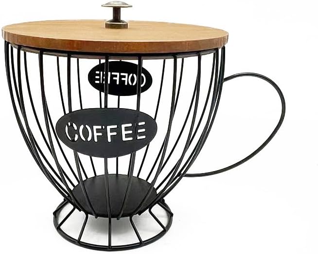Coffee Pod Holder with Lid -Coffee Creamer Holder Large Capacity Holder for k Holder Organizer for Counter - Coffee Decor Station for Pods, Espresso, Capsules, Creamer, (Black-CC)